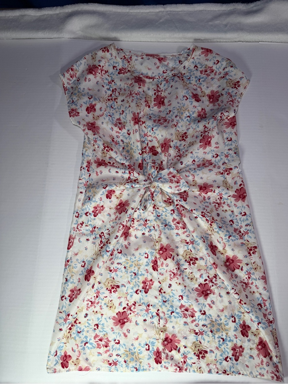 Honeys Floral Tie Waist Dress Cottagecore Tea Dress Pink Blue size s/m